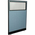 Interion By Global Industrial Interion Office Partition Panel with Partial Window & Raceway, 48-1/4inW x 64inH, Blue 694692WNBL